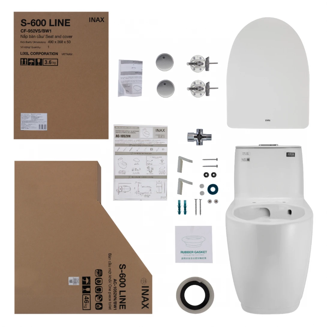 Bồn Cầu INAX AC-1052VN 1 Khối Nắp Êm Aqua Ceramic