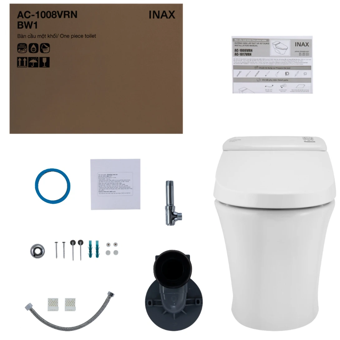 Bồn Cầu INAX AC-1008VRN 1 Khối Aqua Ceramic Xả Nhấn
