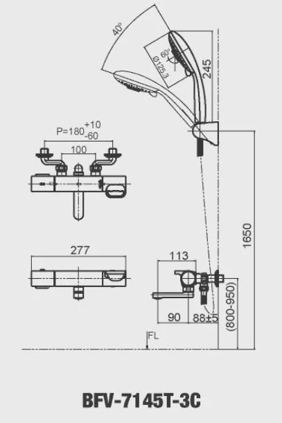 Vòi Sen Tắm Inax BFV-7145T-3C Nhiệt Độ