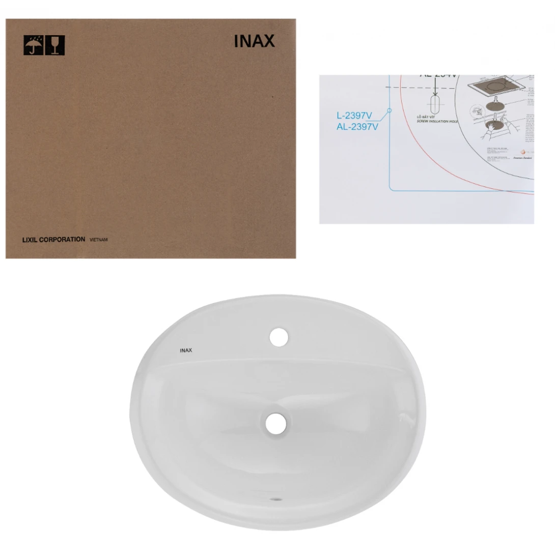 Chậu Rửa Lavabo Âm Bàn Inax L-2395V Dương Vành