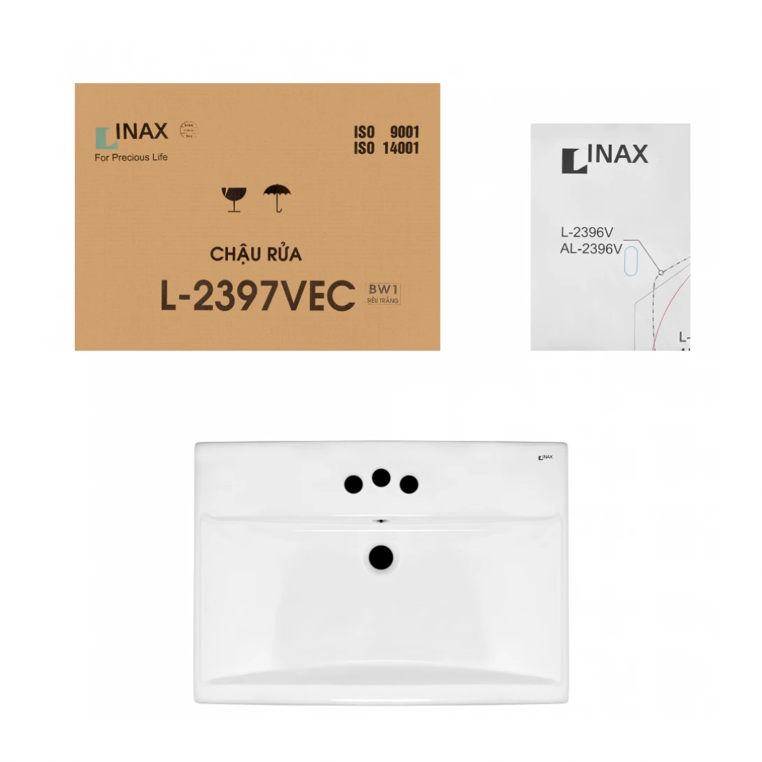 Chậu Rửa Lavabo Inax L-2397V Dương Vành