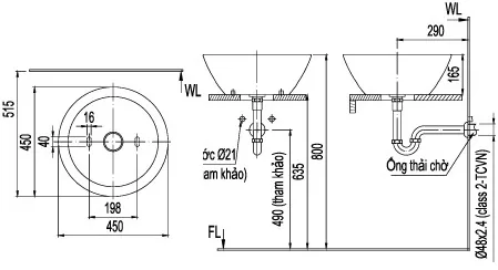 Chậu Rửa Lavabo Inax L-445V Đặt Bàn Tròn
