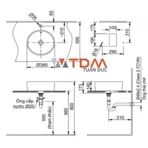 Chậu Rửa Lavabo Inax L-295V Đặt Bàn Tròn