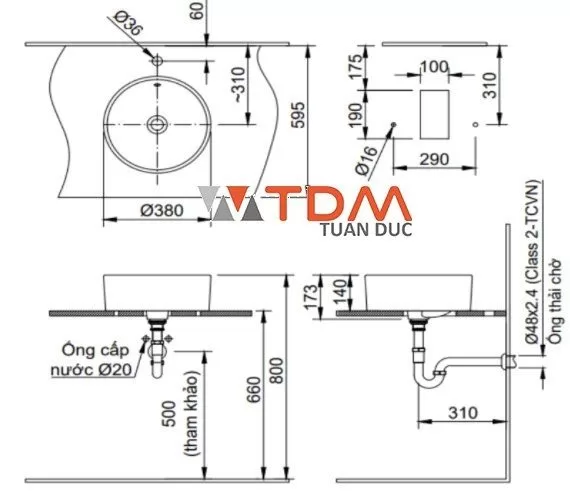Chậu Rửa Lavabo Inax L-295V Đặt Bàn Tròn