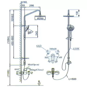 Vòi Sen Tắm Cây Inax BFV-1405S Nóng Lạnh