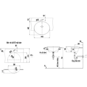 Chậu Rửa Mặt Lavabo Inax L-333V Bán Âm Tròn