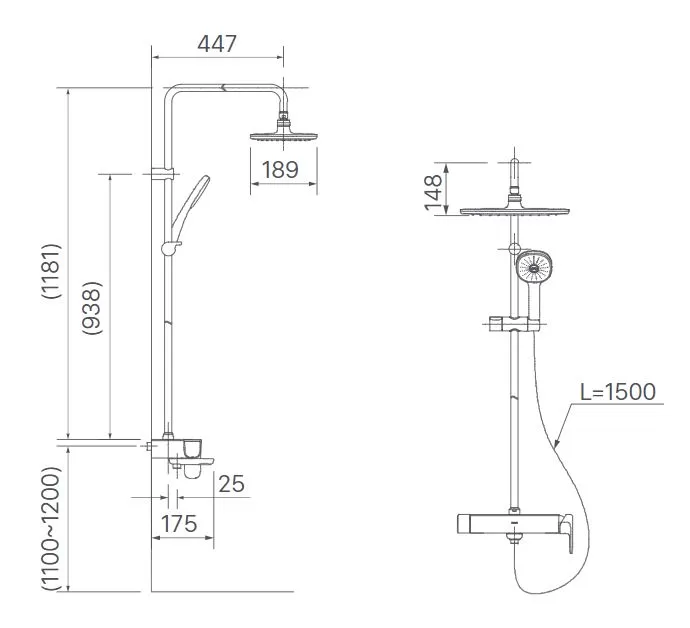 Vòi Sen Cây Tắm Inax BFV-635S Nóng Lạnh