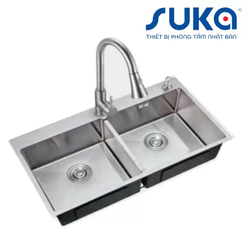 Chậu rửa bát inox bóng SUS304 SUKA SKCĐ8245