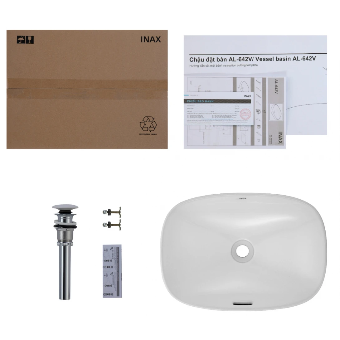 Chậu Rửa Lavabo Inax AL-642V Đặt Bàn AquaCeramic