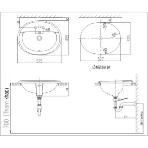 Chậu Rửa Lavabo Âm Bàn Inax L-2395V Dương Vành