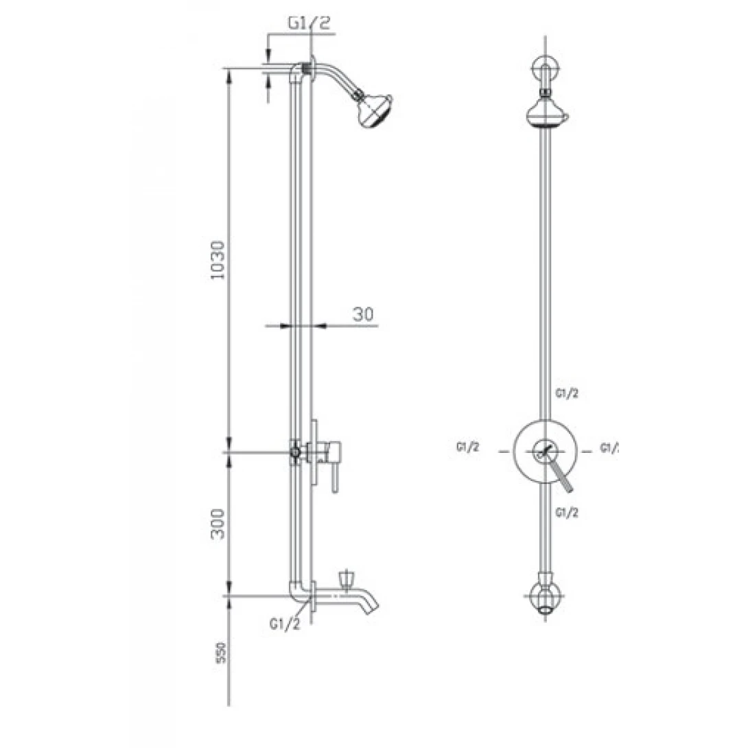 Vòi Sen Tắm Âm Tường Inax BFV-28S Bát Sen + Xả Xô