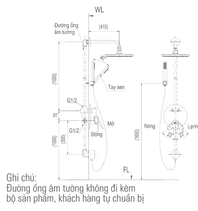 Sen Tắm Âm Tường Inax BFV-71SEW Nóng Lạnh