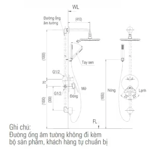 Sen Tắm Âm Tường Inax BFV-71SEW Nóng Lạnh