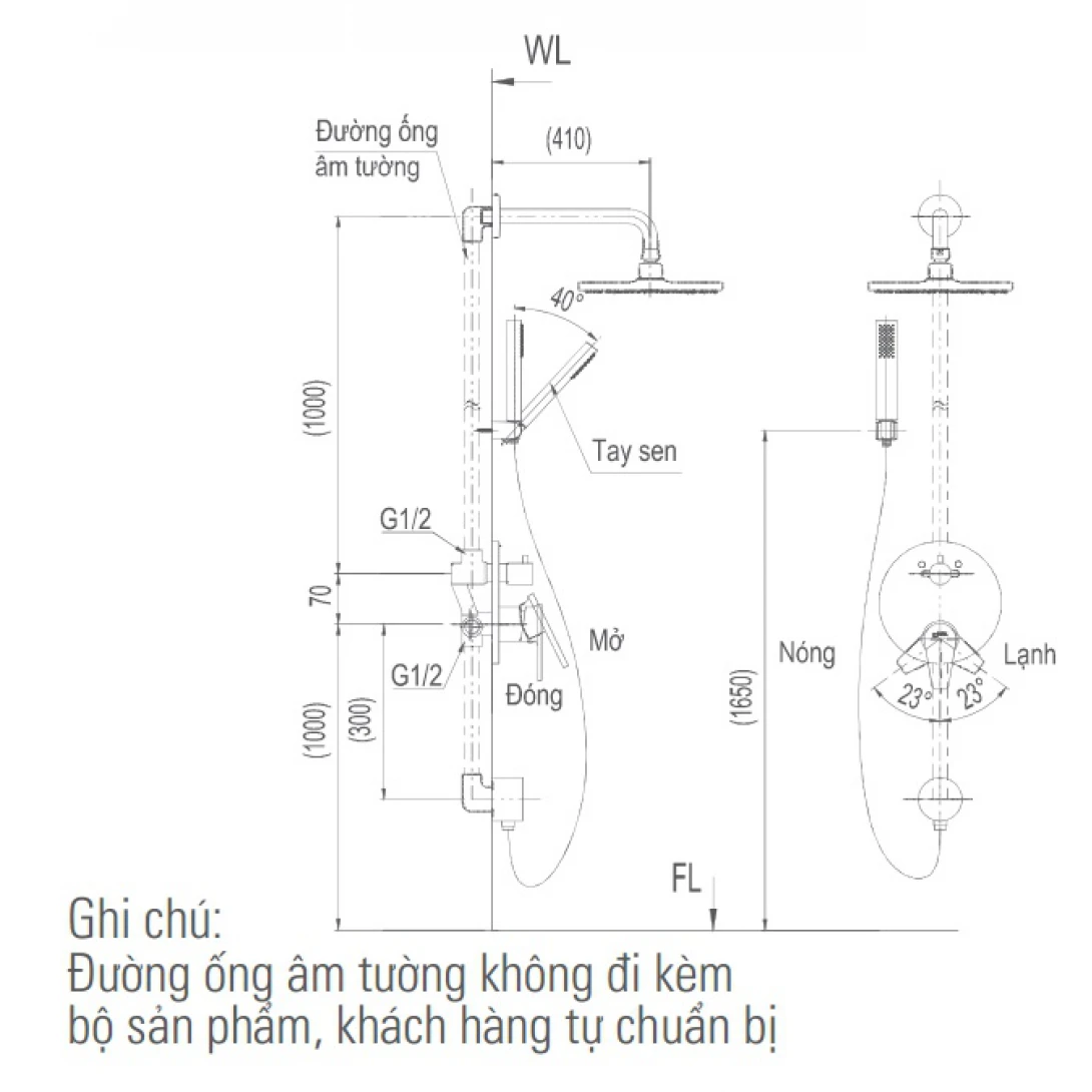 Sen Tắm Âm Tường Inax BFV-71SEW Nóng Lạnh