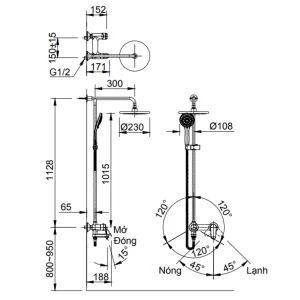 Vòi Sen Tắm Cây Inax BFV-915S Nóng Lạnh