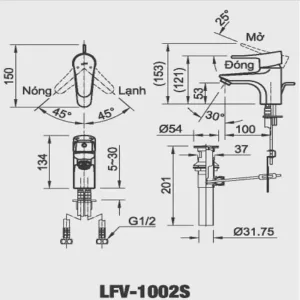 Vòi chậu lavabo nóng lạnh INAX LFV-1002S