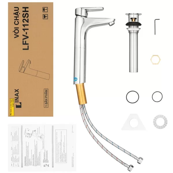 Bộ sản phẩm Vòi chậu lavabo nóng lạnh INAX LFV-112SH