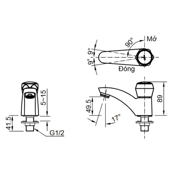 Vòi chậu lavabo nước lạnh INAX LFV-12A