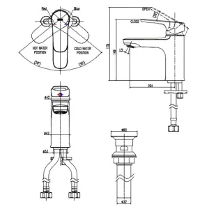 Vòi chậu lavabo nóng lạnh INAX LFV-1402S-R - Bản vẽ kỹ thuật