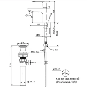Vòi chậu lavabo nóng lạnh INAX LFV-2012S