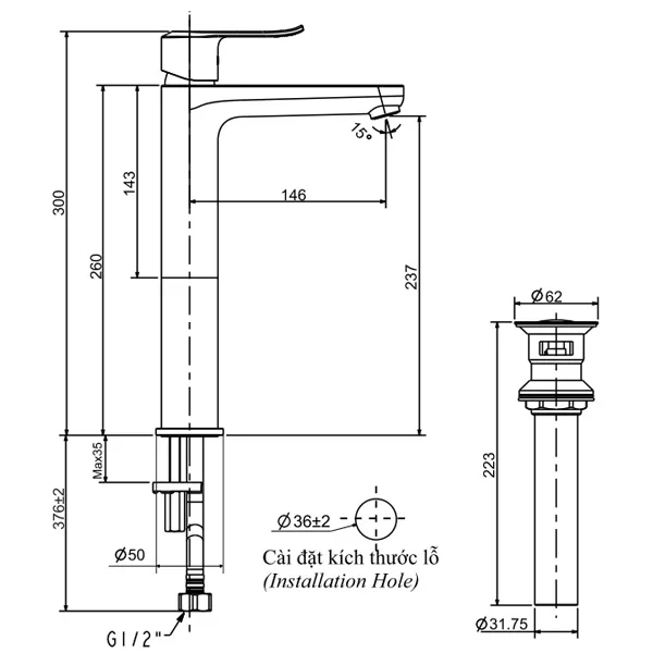 Vòi chậu lavabo nóng lạnh INAX LFV-2012SH