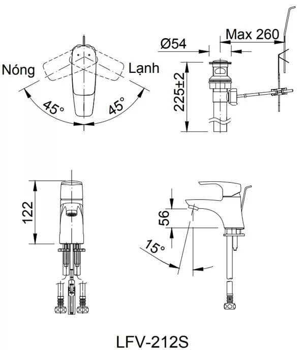 Vòi chậu lavabo nóng lạnh INAX LFV-212S