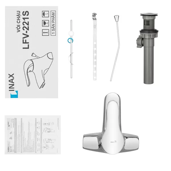 Bộ sản phẩm Vòi chậu lavabo nóng lạnh INAX LFV-221S