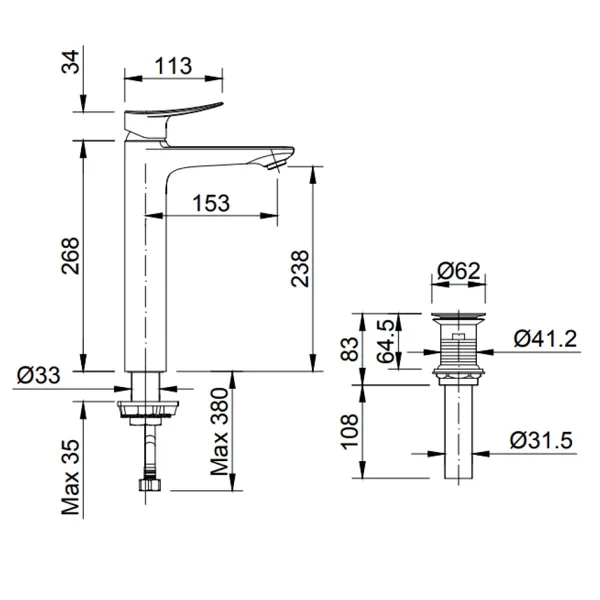 Vòi chậu lavabo nóng lạnh INAX LFV-502SH
