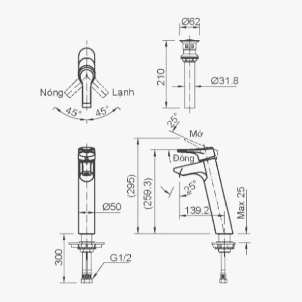 Vòi chậu lavabo nóng lạnh INAX LFV-6012SH