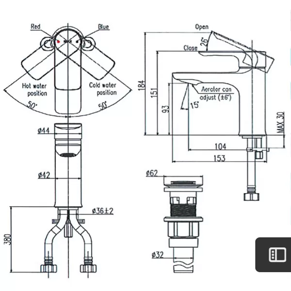 Vòi chậu lavabo nóng lạnh INAX LFV-612S