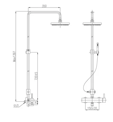 Vòi Sen Cây Tắm Inax BFV-70S Nóng Lạnh